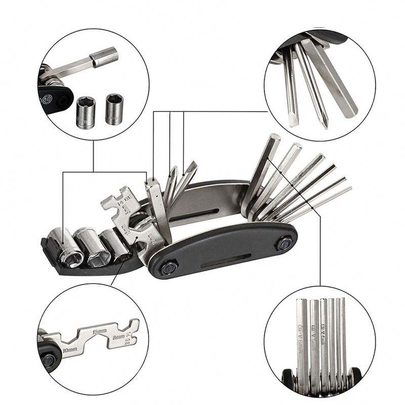 Bike Accessories 16 in 1 Multi Function Bicycle fold Tool Set Cycling bike Tools   Maintenance Mechanic Bike Repair Tools Kit