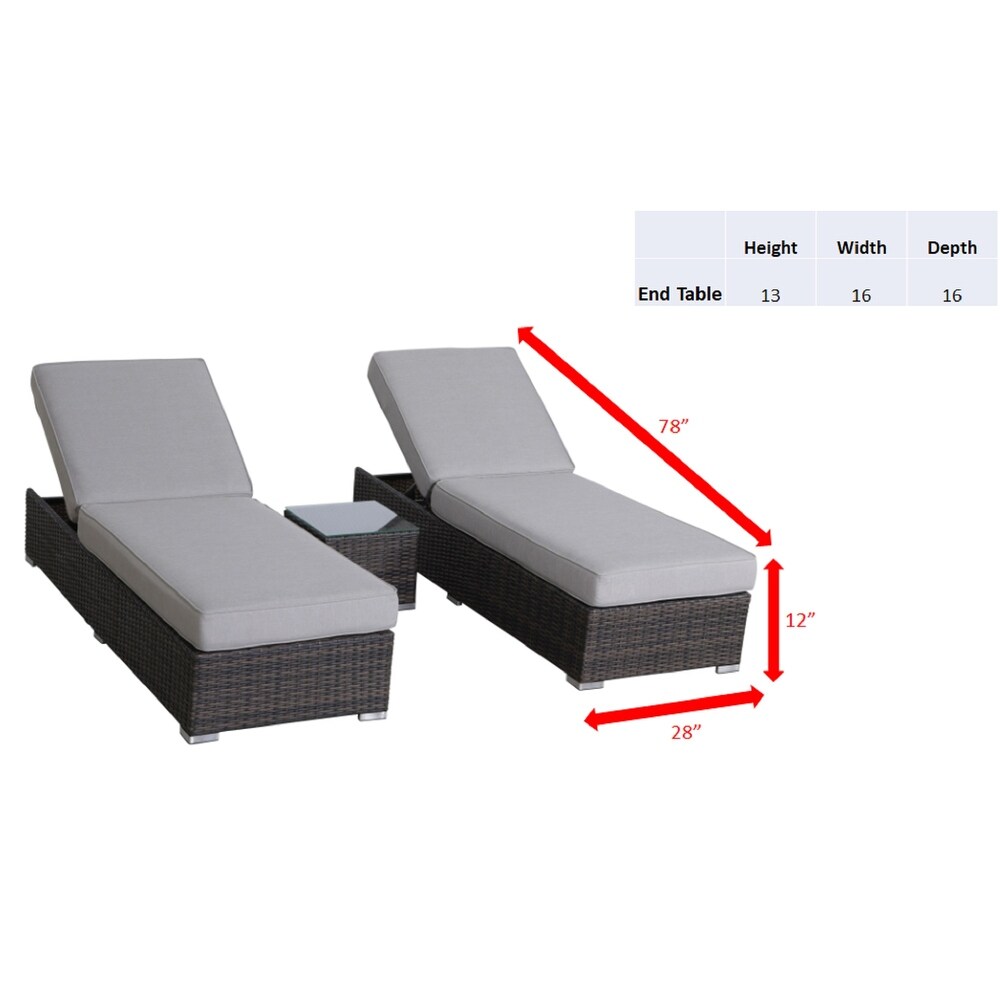 LSI 3 Piece Long Reclining Single Chaise with Cushions
