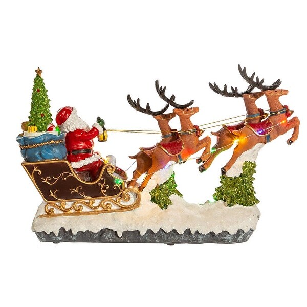 Kurt Adler 8.7Inch BatteryOperated LED Musical Santa and Sleigh Table Piece