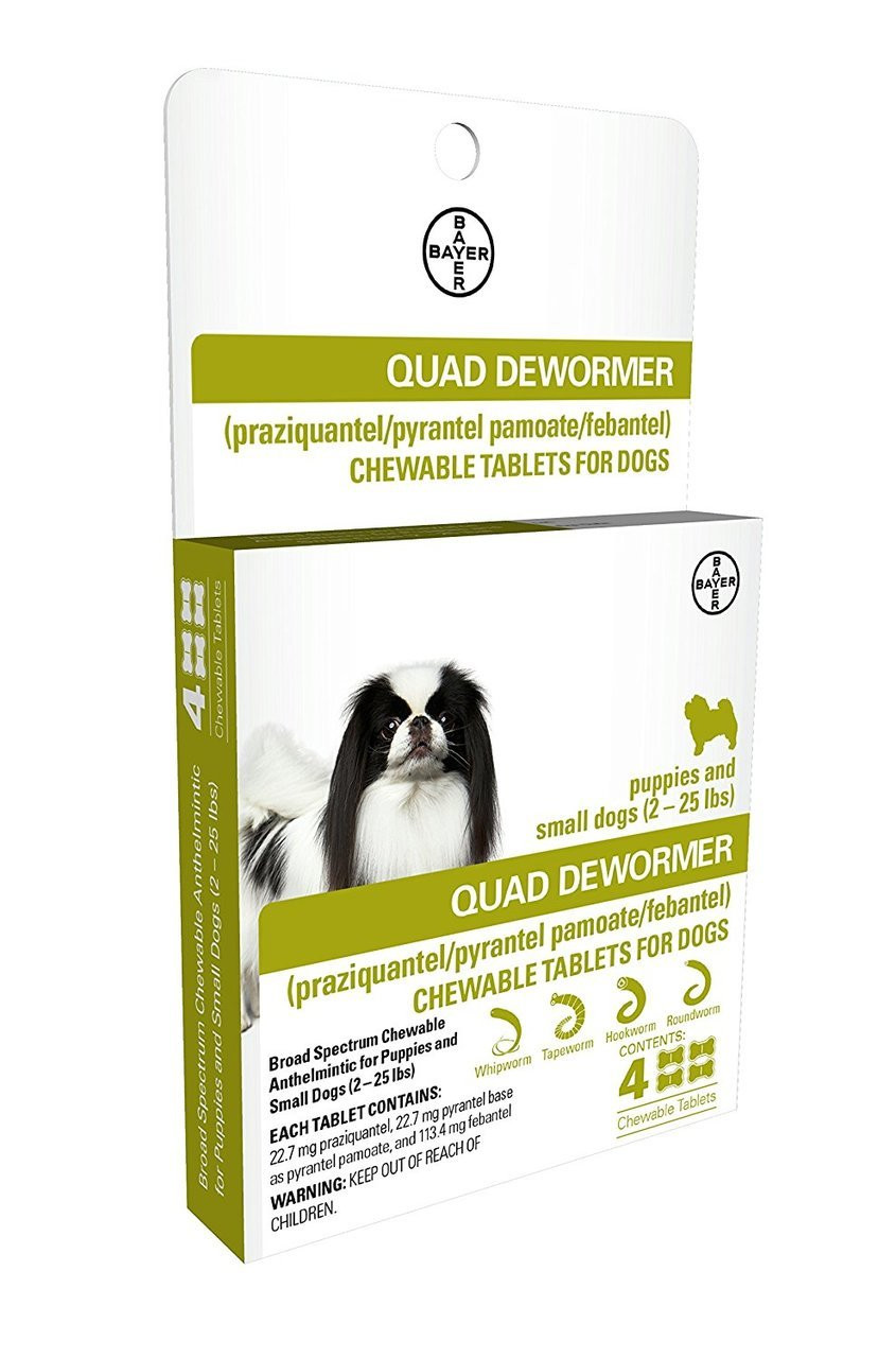 Bayer Quad De-Wormer， Small Dog， 4 count