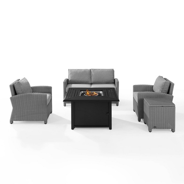 Bradenton 5pc Wicker Sofa Set With Fire Table Gray Crosley