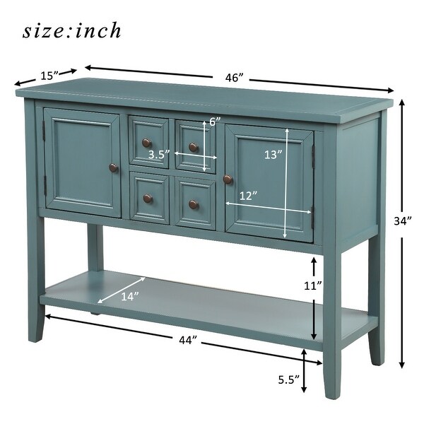 Cambridge Series Buffet Sideboard Console Table with Bottom Shelf (Dark Blue)，Narrow for Entryway， Living Room， Hallway - 46