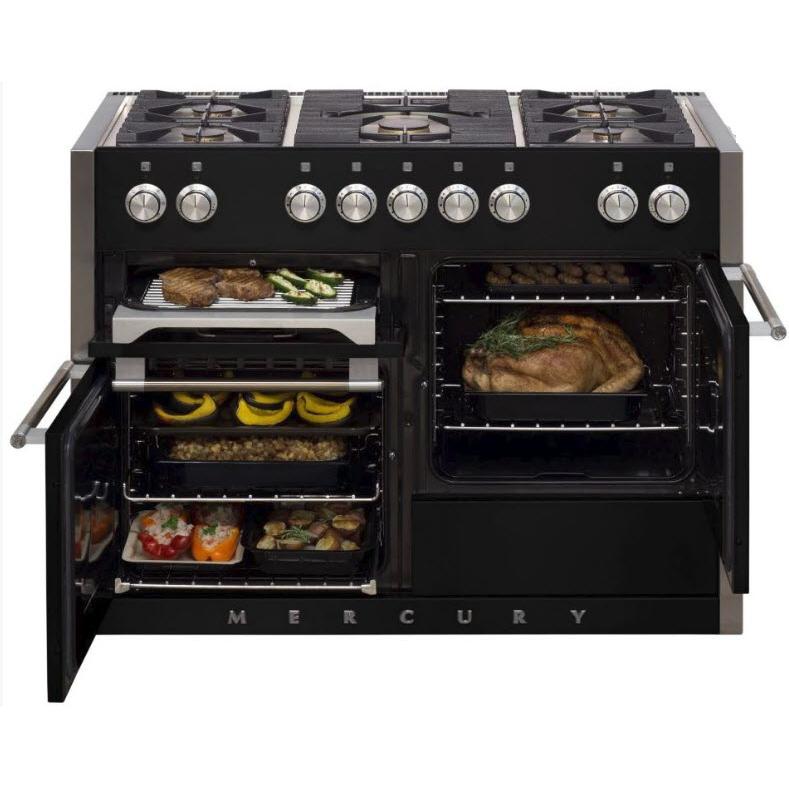 AGA 48-inch Mercury Dual Fuel Range with True European Convection AMC48DFBLK