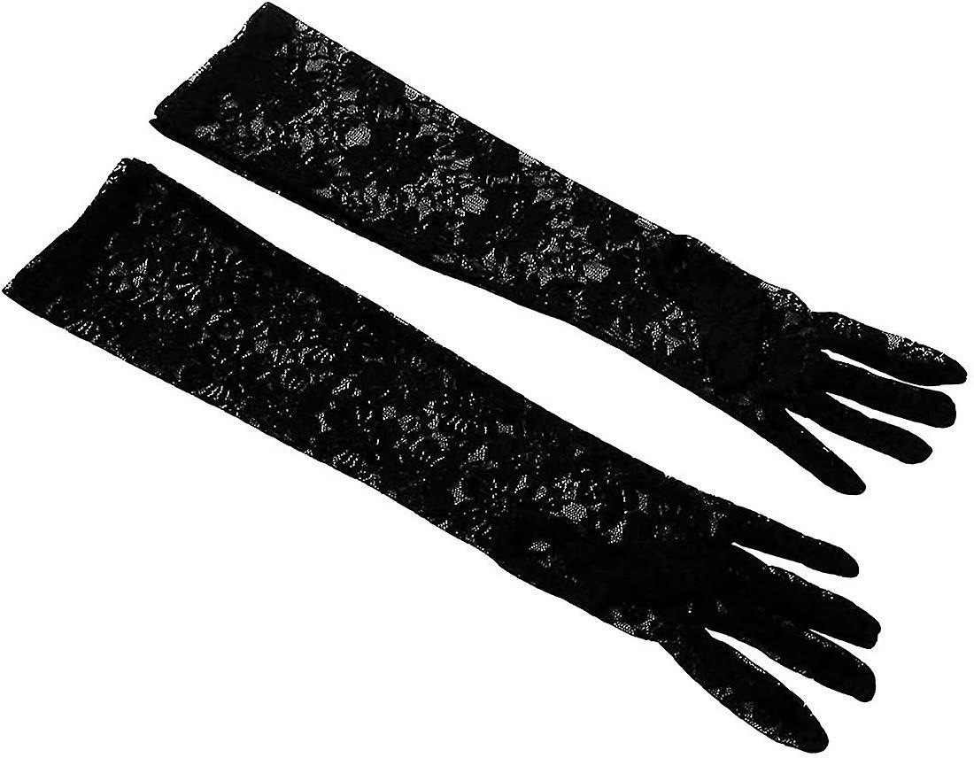 Women Long Black Lace Gloves 1920s Party Gloves Flapper Gloves Ladies Driving