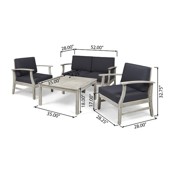 Perla Acacia 5piece Chat Set with Cushions by Christopher Knight Home