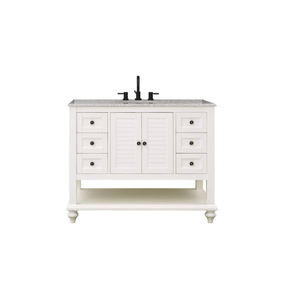 Home Decorators Collection Hamilton 43 in. W x 22 in. D x 35 in. H Open Shutter Bathroom Vanity in Ivory with Grey Granite Top 19084-VS43-AW