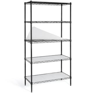 CAPHAUS Black 5-Tier Adjustable Height Welded Steel Garage Storage Unit Shelving with Liner (30 in. W x 59 in. H x 14 in. D) RWW-CH30145L-BK