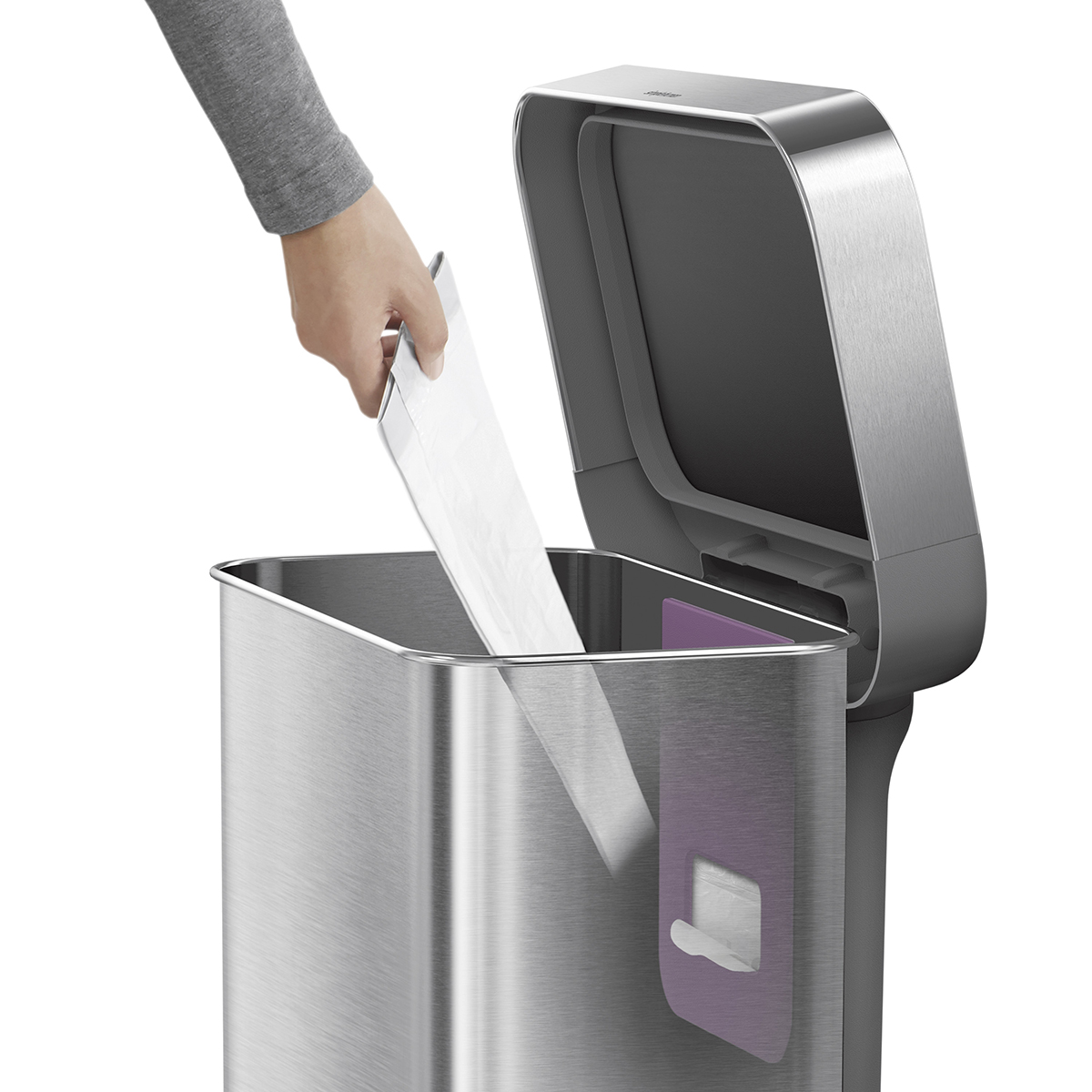 simplehuman Stainless Steel 145 gal Rectangular Trash Can with Liner Pocket