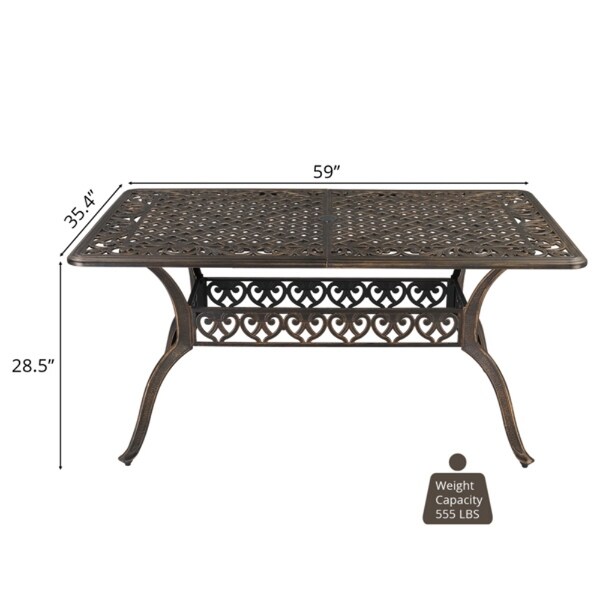 59in Desktop Mosaic Garden Cast Aluminum Table Bronze (WITHOUT CHAIRS)