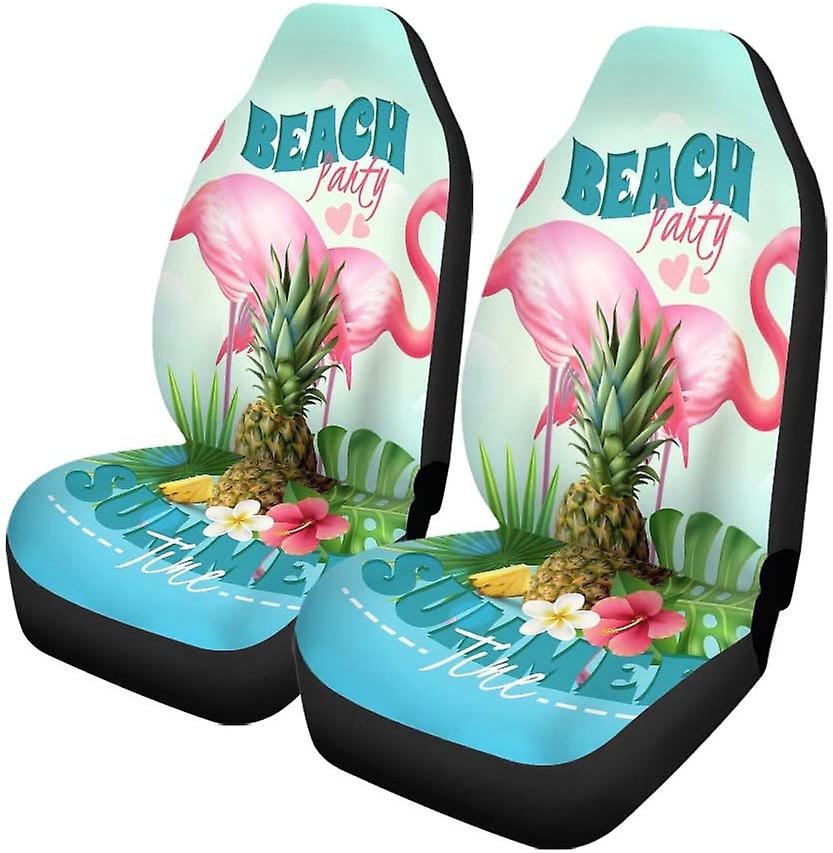 Set Of 2 Car Seat Covers Summer Beach Party Pineapple Tropical Universal Auto Front Seats Protector Fits For Car，suv Sedan，truck