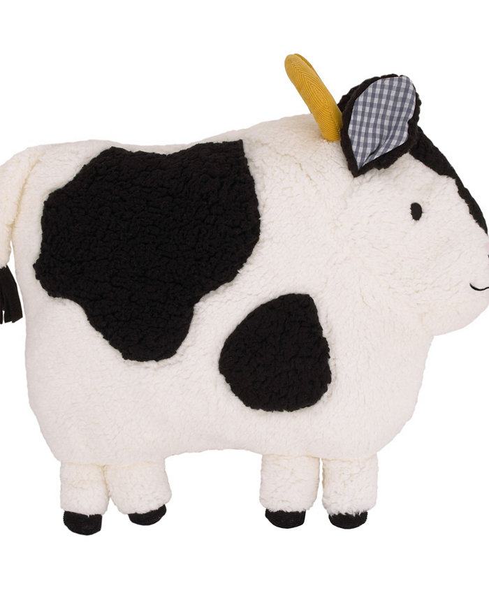 NoJo Plush Sherpa Cow Decorative Throw Pillow with 3D Ears  16 x 14.25