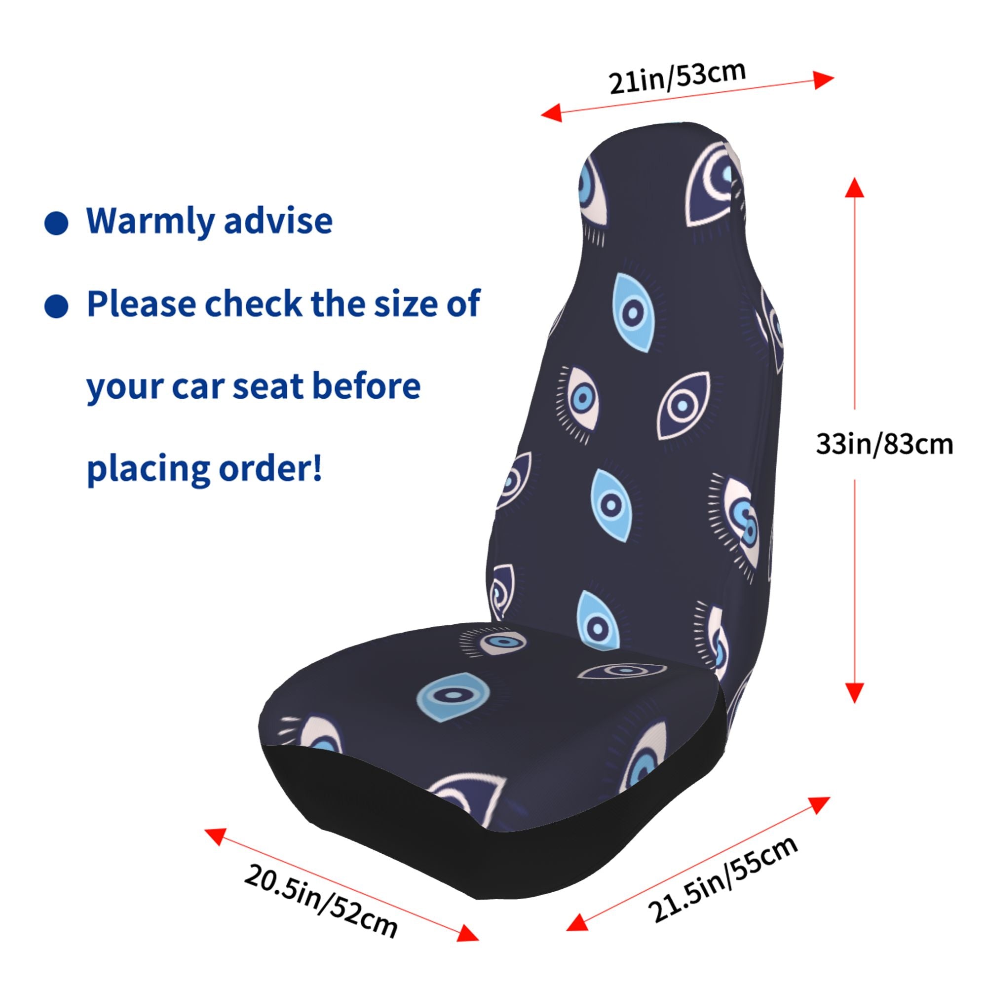 ZICANCN Car Seat Cover Blue Evil Eye Car Front Seat Covers Protectors ， Automotive Seat Covers for Cars Trucks Suv