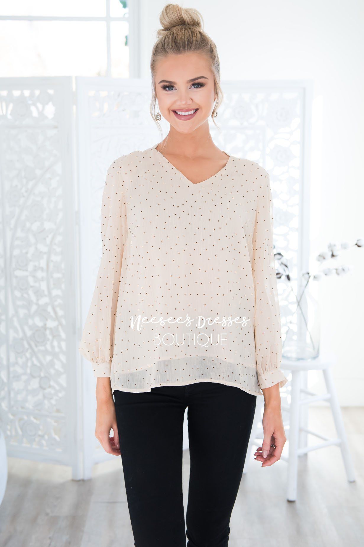 Someday Sheer Dot Blouse