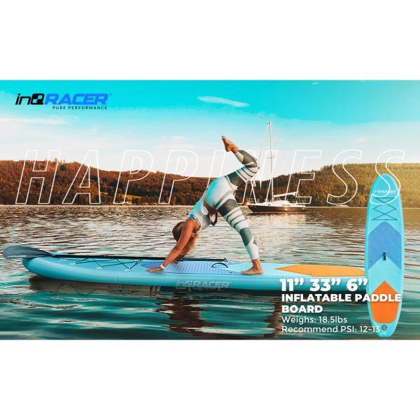 inQracer 11 ft. x 33 in. x 6 in. Green Premium SUP W Accessories Inflatable Stand Up Paddle Board IQR-SUP-G-N