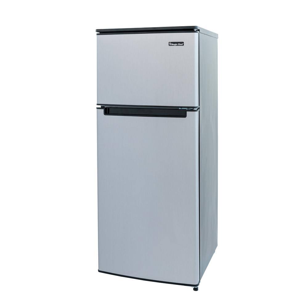 Magic Chef 4.5 cu. ft. 2 Door Mini Fridge in Stainless Look with Freezer HMDR450SE