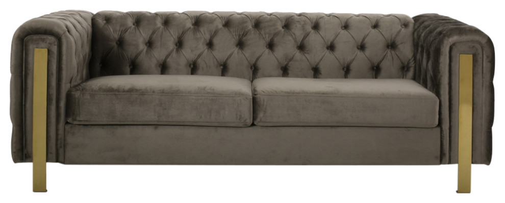 Giovanna Modern Glam Tufted Velvet 3 Seater Sofa   Contemporary   Sofas   by GDFStudio  Houzz