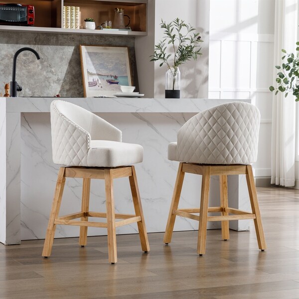 360 Degree Swivel Counter Height Bar Stools with Footrest Set of 2