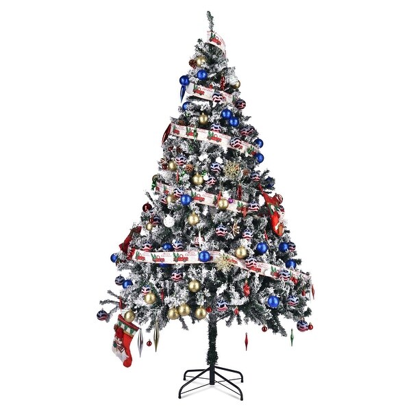 Yescom Christmas Tree Artificial，7Ft Green Xmas Tree，Folded Hinged，1000 Branch Tips Party Decoration