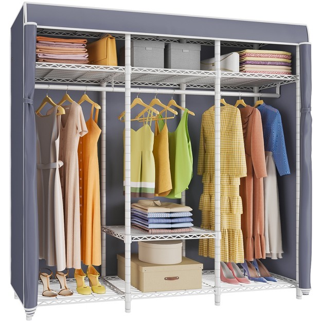 Vipek V30c Garment Rack Heavy Duty Portable Closet With Cover Clothes Racks Wardrobe Closet White Metal Closet Rack With Cover