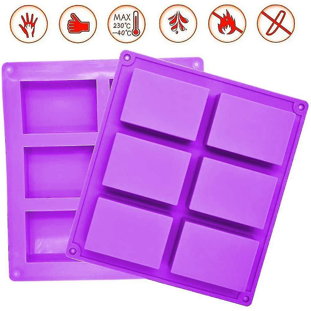 2 Pieces Of Silicone Soap Molds 6 Cavities Silicone Mold Rectangular Soap Mold Cake Mold For Craft Soap Mold， Cake Diy Mold， Biscuit Chocolate Mo