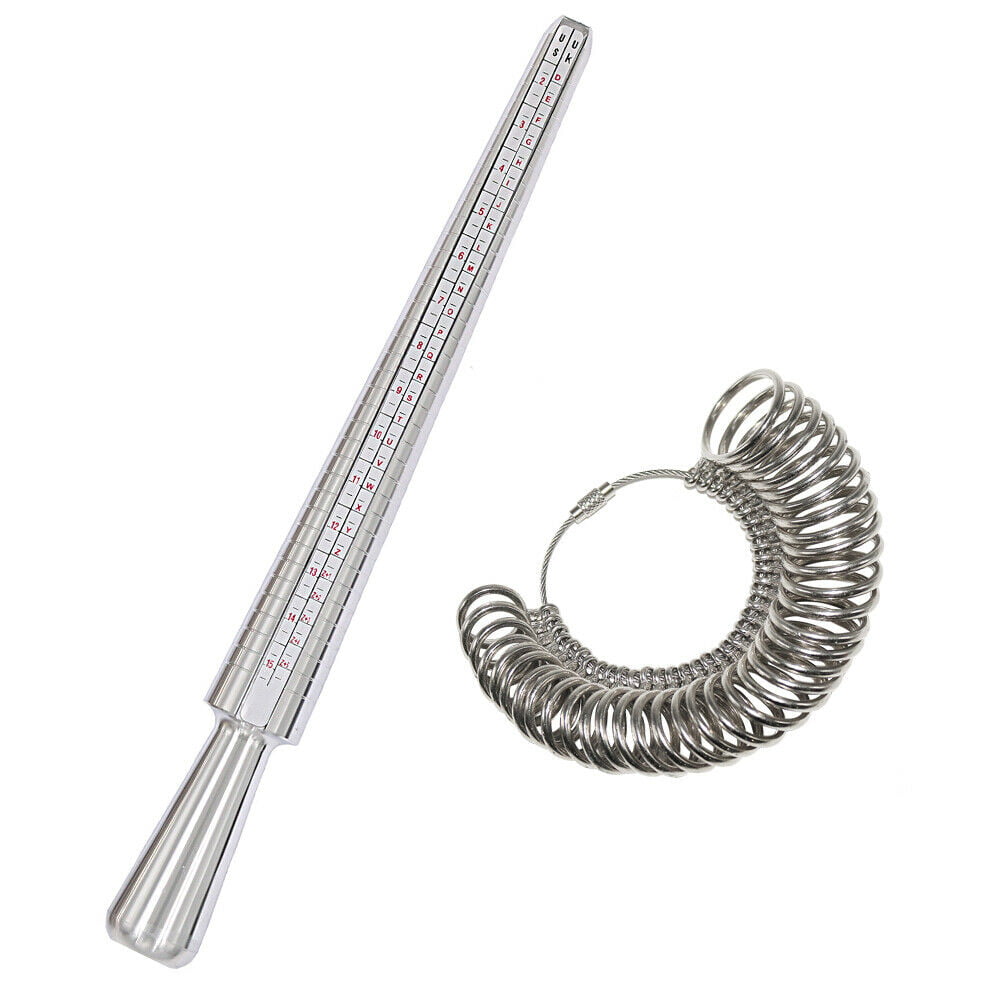 TekDeals Metal Ring Sizer Guage Mandrel Finger Sizing Measure Stick Standard Jewelry Tool