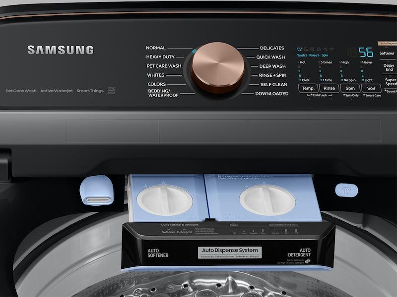 Samsung WA54CG7550AV 5.4 Cu. Ft. Extra-Large Capacity Smart Top Load Washer With Pet Care Solution And Auto Dispense System In Brushed Black