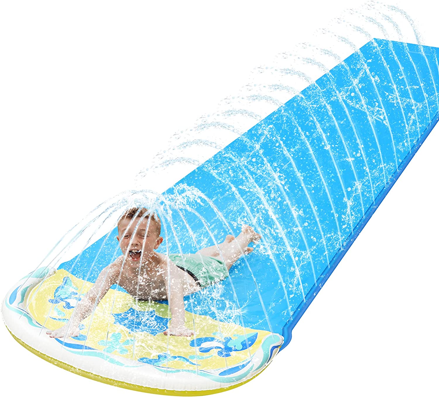 Intera Lawn Water Silde for Kids, 15. 7 Ft Easy to Set Up & Inflate Water Slip and Slide Outdoor Summer Water Toys Inflatable Pool Water Silde for Backyard Lawn Garden