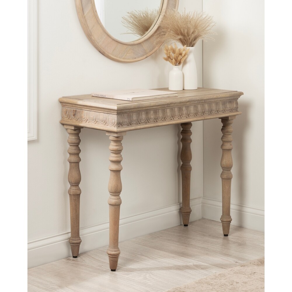 Kate and Laurel Patresa Carved Wood Console Table   36x14x30