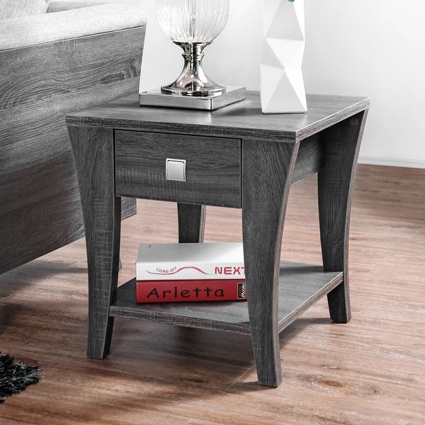 DH BASIC Modern Gray Flared Storage End Table by Denhour