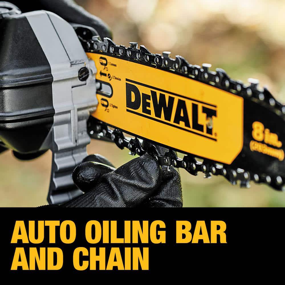 DEWALT 20V MAX 8in Cordless Battery Powered Pole and Chainsaw with 8in Bar and Chain