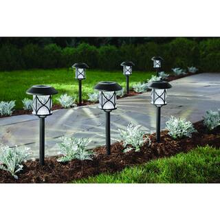 Hampton Bay Cunningham 10 Lumens Solar Black LED Path Light (4-Pack) SPP31000106PK4