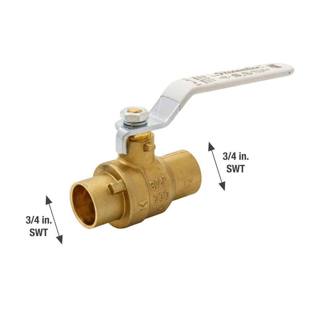 Streamline 34 in. Brass SWT Full Port Packing Gland Ball Valve 117-844H