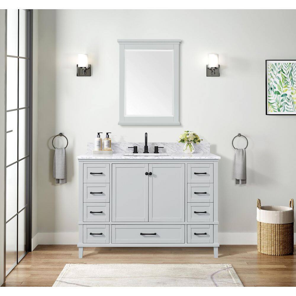 Home Decorators Collection Merryfield 49 in. W x 22 in. D Bath Vanity in Dove Gray with Carrara Marble Vanity Top in White with White Sink 19112-VS49-DV