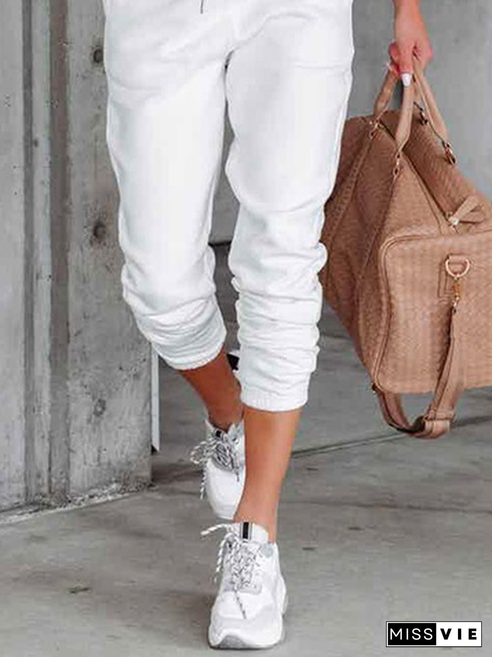 Loose plain casual pants