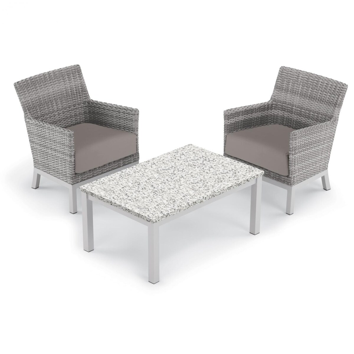 Argento 3 Piece Wicker Patio Conversation Set W/ Lite-Core Ash Coffee Table and Stone Cushions By Oxford Garden