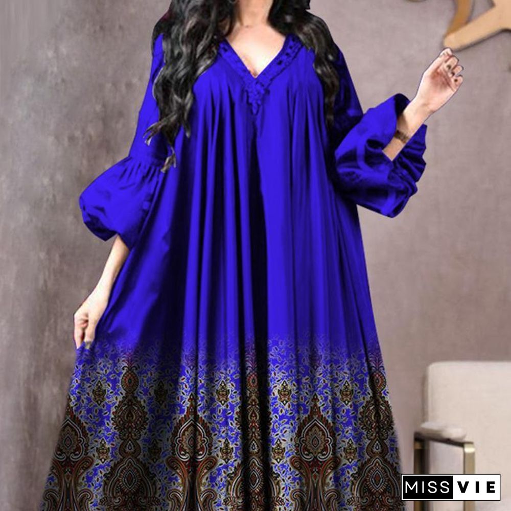 Baggy Long Sleeve Blue Women Dress