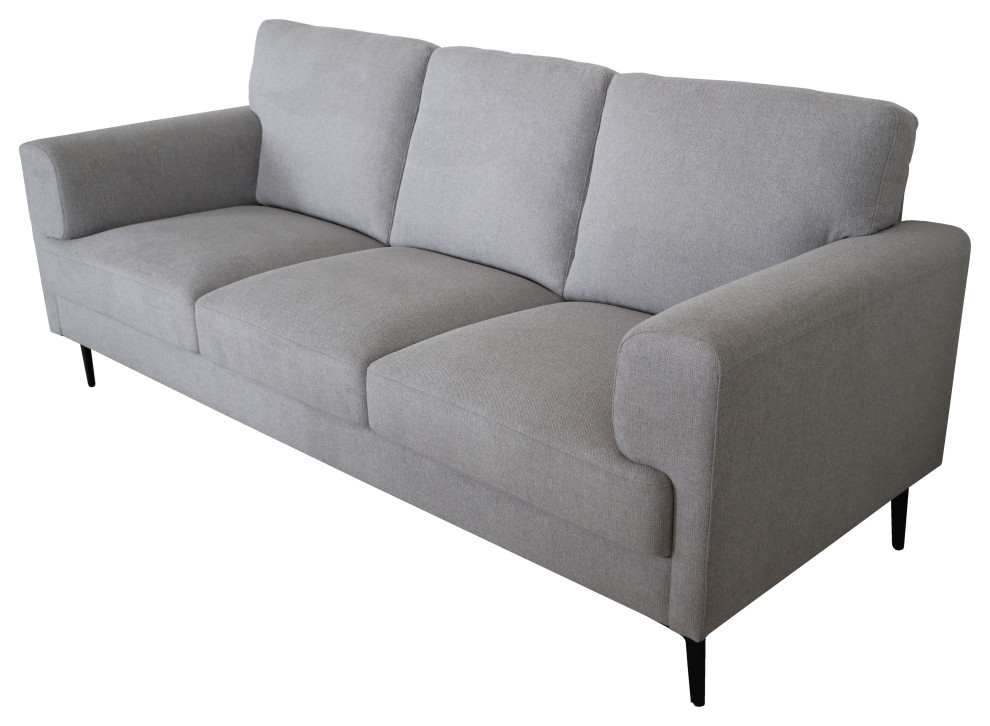 ACME Kyrene Linen Fabric Upholstery Sofa with Loose Back in Light Gray   Midcentury   Sofas   by Acme Furniture  Houzz