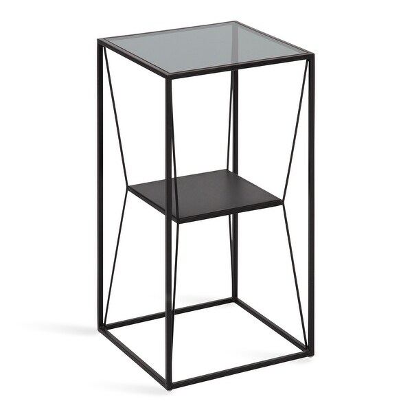 Kate and Laurel Knight Metal Glass Side Table - 12x12x24