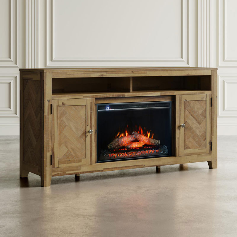 Chevron Ash Electric Fireplace & Media Console - 60