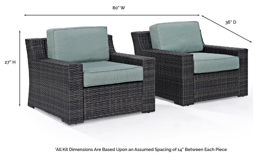 Beaufort 2Pc Outdoor Wicker Chair Set Mist/Brown   Tropical   Outdoor Lounge Chairs   by BisonOffice  Houzz