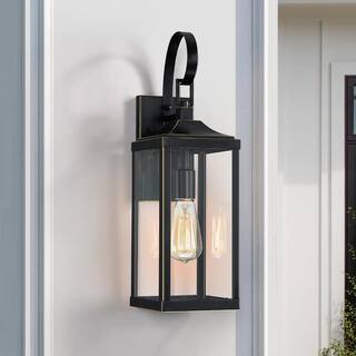 TRUE FINE Jefferson 19.3 in. 1-Light Large Black Hardwired Outdoor Wall Lantern Sconce TD40016OT