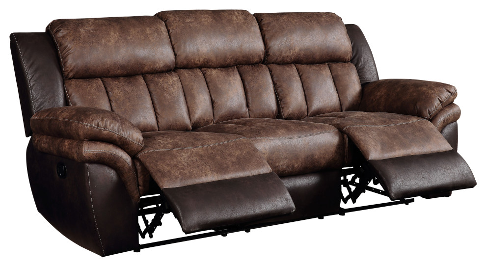 Jaylen Sofa (Motion) in Toffee and Espresso Polished Microfiber   Contemporary   Sofas   by Acme Furniture  Houzz