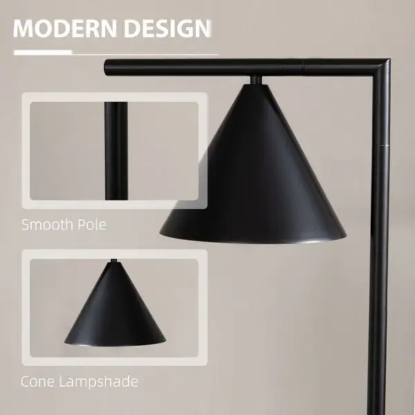 HOMCOM Modern Floor Lamps for Living Room, Standing Lamp for Bedroom with Adjustable Head (Bulb not Included)