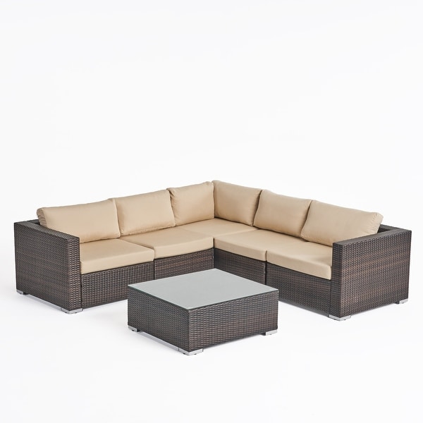 Santa Rosa Outdoor 6piece Wicker Seating Sectional Set with Cushions by Christopher Knight Home