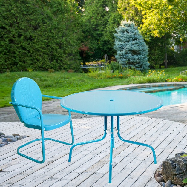 Northlight 39 25 inch Outdoor Retro Metal Tulip Dining Table Sky Blue