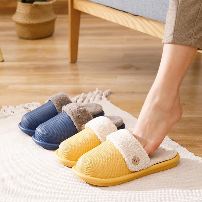 Removable waterproof non-slip cotton slippers