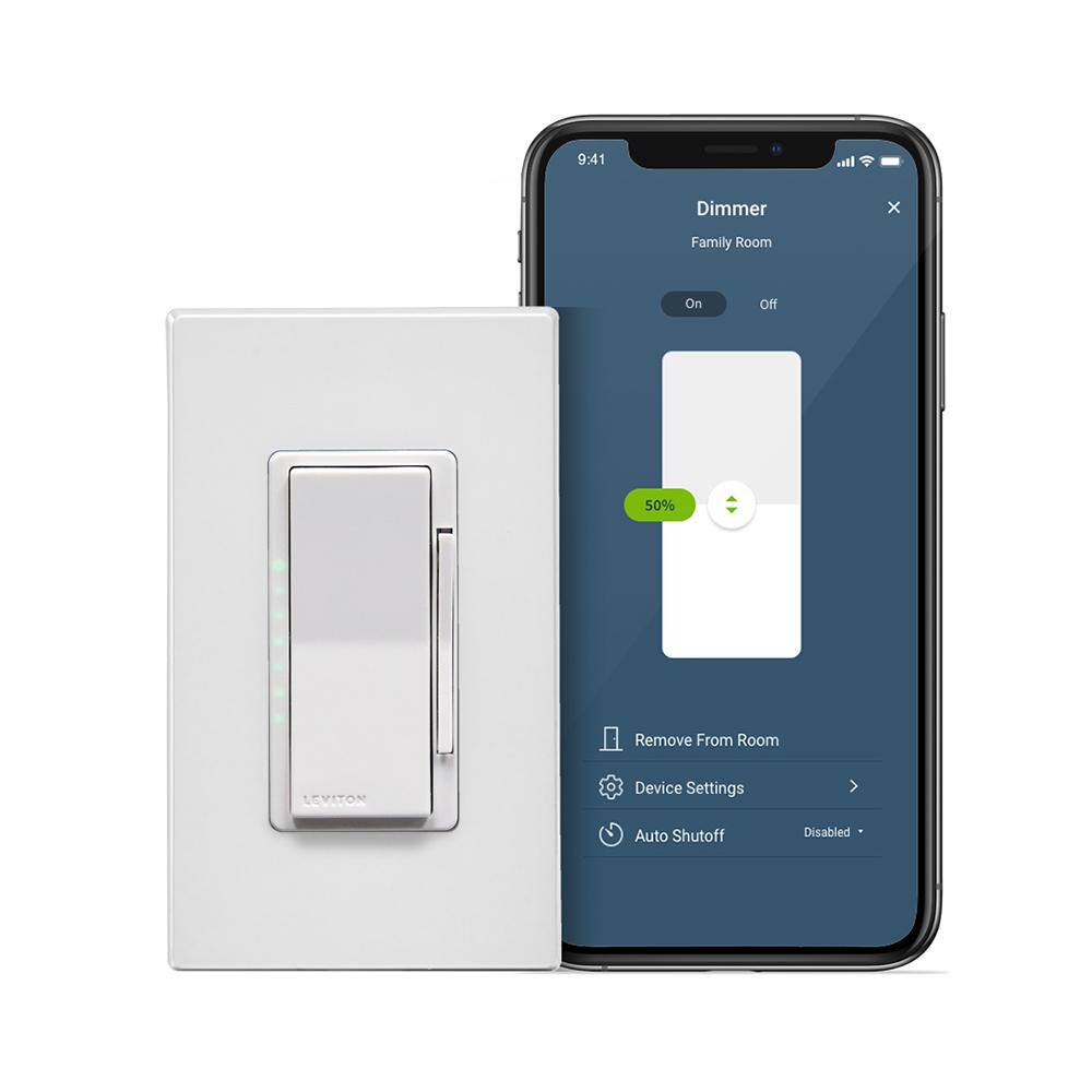 Leviton Decora Smart Wi-Fi Dimmer (2nd Gen) No Hub Required Works with Google Alexa HomeKit Anywhere Companions White R02-D26HD-1RW