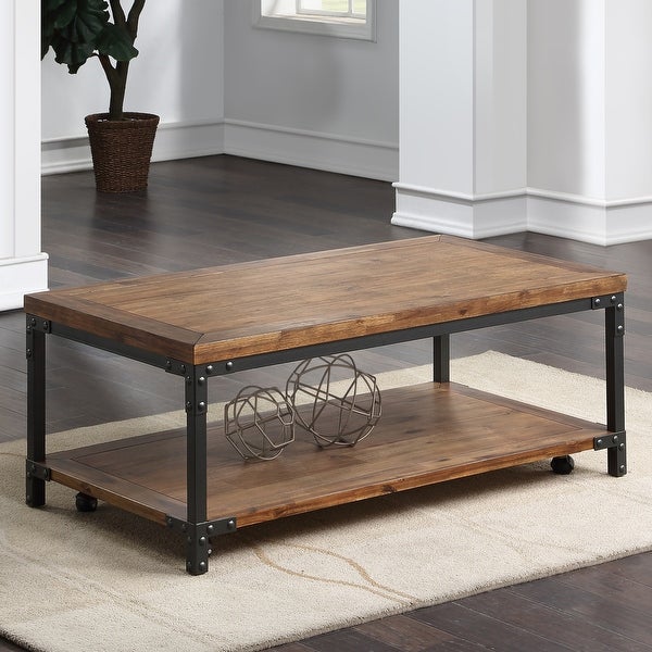 Leyburn Industrial Wood and Metal Coffee Table with Casters by Greyson Living