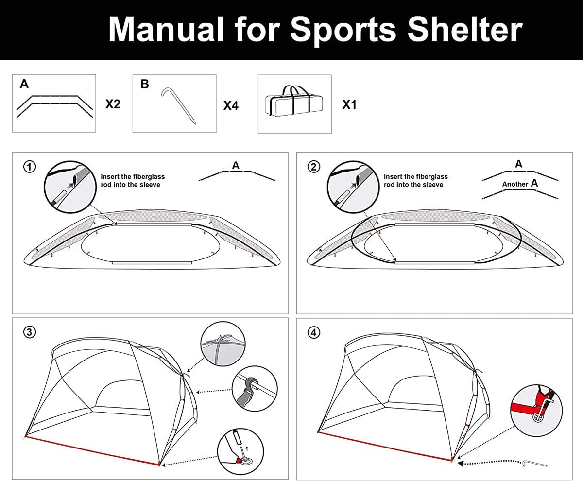 ALPHA CAMP 3 Person Sports / Beach Shelter Easy Up Sun Shade - 9’ x 6’ Blue