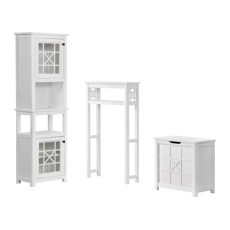 Alaterre Furniture Derby 4-Piece White Bath Set with Shelf